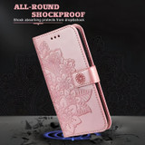 For iPhone 17 Wallet Case - Protective Embossed Floral PU Leather Cover, Rose Gold | iCoverLover.com.au