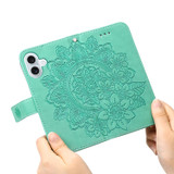 For iPhone 17 Wallet Case - Protective Embossed Floral PU Leather Cover, Green | iCoverLover.com.au