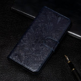 For iPhone 17 Pro Max Wallet Case - Elegant Lace Flower PU Leather Folio Cover, Dark Blue | iCoverLover.com.au