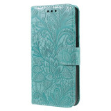 For iPhone 17 Pro Max Wallet Case - Elegant Lace Flower PU Leather Folio Cover, Green | iCoverLover.com.au
