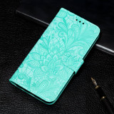 For iPhone 17 Pro Wallet Case - Elegant Lace Flower PU Leather Folio Cover, Green | iCoverLover.com.au