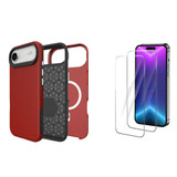 iPhone Air Tough Red Case Compatible with Magsafe + 2X Screen Protectors