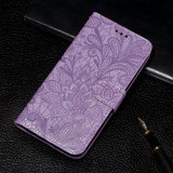 For iPhone 17 Pro Max Wallet Case - Elegant Lace Flower PU Leather Folio Cover, Purple | iCoverLover.com.au