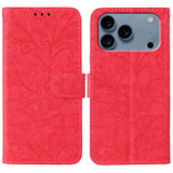 For iPhone 17 Pro Wallet Case - Elegant Lace Flower PU Leather Folio Cover, Red | iCoverLover.com.au