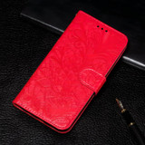 For iPhone 17 Pro Wallet Case - Elegant Lace Flower PU Leather Folio Cover, Red | iCoverLover.com.au