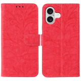 For iPhone 17 Wallet Case - Elegant Lace Flower PU Leather Folio Cover, Red | iCoverLover.com.au