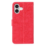 For iPhone 17 Wallet Case - Elegant Lace Flower PU Leather Folio Cover, Red | iCoverLover.com.au