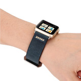 For Apple Watch Series 11, 42-mm Case, Retro Genuine Leather Watch Band, Blue | iCoverLover.com.au
