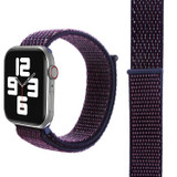 For Apple Watch SE (3rd Gen), 44-mm Case, Simple Nylon Sports Watch Strap, Touch Fastener, Dark Purple | iCoverLover.com.au