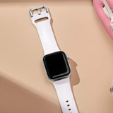 For Apple Watch Series 11, 42-mm Case, Pin Buckle Silicone Watch Strap, White | iCoverLover.com.au