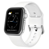 For Apple Watch SE (3rd Gen), 44-mm Case, Pin Buckle Silicone Watch Strap, White | iCoverLover.com.au