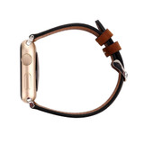 For Apple Watch SE (3rd Gen), 40-mm Case, PerForated Genuine Leather Watch Band, Coffee | iCoverLover.com.au