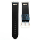 For Apple Watch SE (3rd Gen), 40-mm Case, Retro Genuine Leather Watch Band, Blue | iCoverLover.com.au