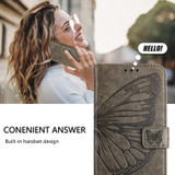 For Samsung Galaxy A17 Case - Embossed Flower Butterfly, Folio Wallet PU Leather Cover, Stand, Grey | iCoverLover Australia