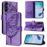 For Samsung Galaxy A17 Case - Embossed Flower Butterfly, Folio Wallet PU Leather Cover, Stand, Purple | iCoverLover Australia