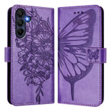 For Samsung Galaxy A17 Case - Embossed Flower Butterfly, Folio Wallet PU Leather Cover, Stand, Purple | iCoverLover Australia