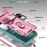 For Samsung Galaxy A17 Case - Camera Shield, Shock-Resistant Armour Cover with Rotating Ring Bracket, Pink Green | iCoverLover Australia