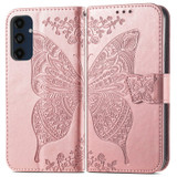 For Samsung Galaxy A16 5G & 4G Case - Embossed Flower Butterfly, Folio Wallet PU Leather Cover, Stand, Rose Gold | iCoverLover.com.au
