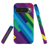 For Google Pixel 10 Pro Case, Tough Protective Cover, Lined Rainbow | iCoverLover Australia
