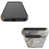 For Google Pixel 9 Pro Case Tough Protective Cover, Gold White Marble Engrave | iCoverLover Australia