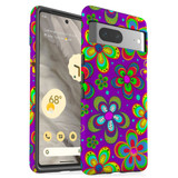 For Google Pixel 7 Case Tough Protective Cover Purple Floral Design | iCoverLover Australia