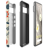 For Google Pixel 7 Case Tough Protective Cover Orange And Blue Flowers | iCoverLover Australia