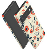 For Google Pixel 6 Pro Case Tough Protective Cover Orange And Blue Flowers | iCoverLover Australia