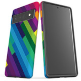 For Google Pixel 6 Pro Case Tough Protective Cover Lined Rainbow | iCoverLover Australia