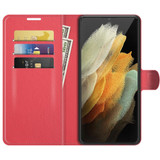 For Samsung Galaxy S22 Ultra 5G Lychee Texture Folio Protective Case, PU Leather Wallet Cover, Red | Folio Cases | iCoverLover.com.au