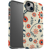 For iPhone 14 Plus Case Tough Protective Cover, Orange And blue Flowers | iCoverLover Australia