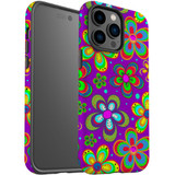 For iPhone 14 Pro Case Tough Protective Cover, Purple Floral Design | iCoverLover Australia