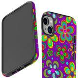 For iPhone 14 Plus Case Tough Protective Cover, Purple Floral Design | iCoverLover Australia