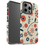 For iPhone 13 Pro Max Case, Protective Back Cover, Orange And Blue Flowers | iCoverLover Australia