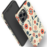For iPhone 12 Pro Max Case, Protective Back Cover, Flowers Pattern orange blue | iCoverLover Australia