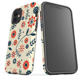 For iPhone 12 mini Case, Protective Back Cover, Flowers Pattern orange blue | iCoverLover Australia