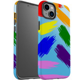 For iPhone 14 Plus Case Tough Protective Cover, Rainbow Brushes | iCoverLover Australia