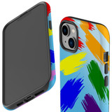 For iPhone 14 Plus Case Tough Protective Cover, Rainbow Brushes | iCoverLover Australia