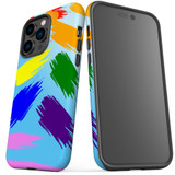 For iPhone 14 Pro Max Case Tough Protective Cover, Rainbow Brushes | iCoverLover Australia