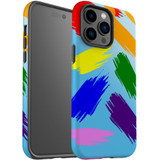 For iPhone 14 Pro Max Case Tough Protective Cover, Rainbow Brushes | iCoverLover Australia