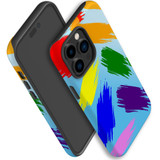 For iPhone 14 Pro Case Tough Protective Cover, Rainbow Brushes | iCoverLover Australia