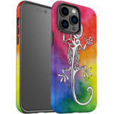 For iPhone 14 Pro Case Tough Protective Cover, Rainbow Lizard | iCoverLover Australia