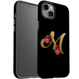 For iPhone 14 Plus Case Tough Protective Cover, Embellished Letter M | iCoverLover Australia