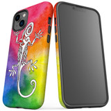 For iPhone 14 Plus Case Tough Protective Cover, Rainbow Lizard | iCoverLover Australia