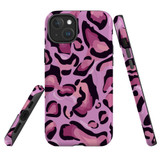For iPhone 15 Plus Tough Case Compatible with MagSafe, Magenta Leopard Pattern | iCoverLover Australia
