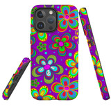For iPhone 15 Pro Max Tough Case Compatible with MagSafe, Purple Floral Design | iCoverLover Australia