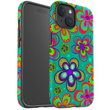 For iPhone 15 Case Tough Protective Cover, Retro Floral Design | iCoverLover Australia