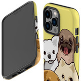For iPhone 14 Pro Case Tough Protective Cover, Illustrated Puppies | iCoverLover Australia