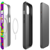 For iPhone 15 Tough Case Compatible with MagSafe, Purple Floral Design | iCoverLover Australia