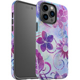 For iPhone 14 Pro Max Case Tough Protective Cover, Flower Swirls | iCoverLover Australia