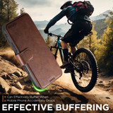 For iPhone 17 Case Leather Flip Wallet Cover Stand Compatible with MagSafe Brown | iCoverLover Australia